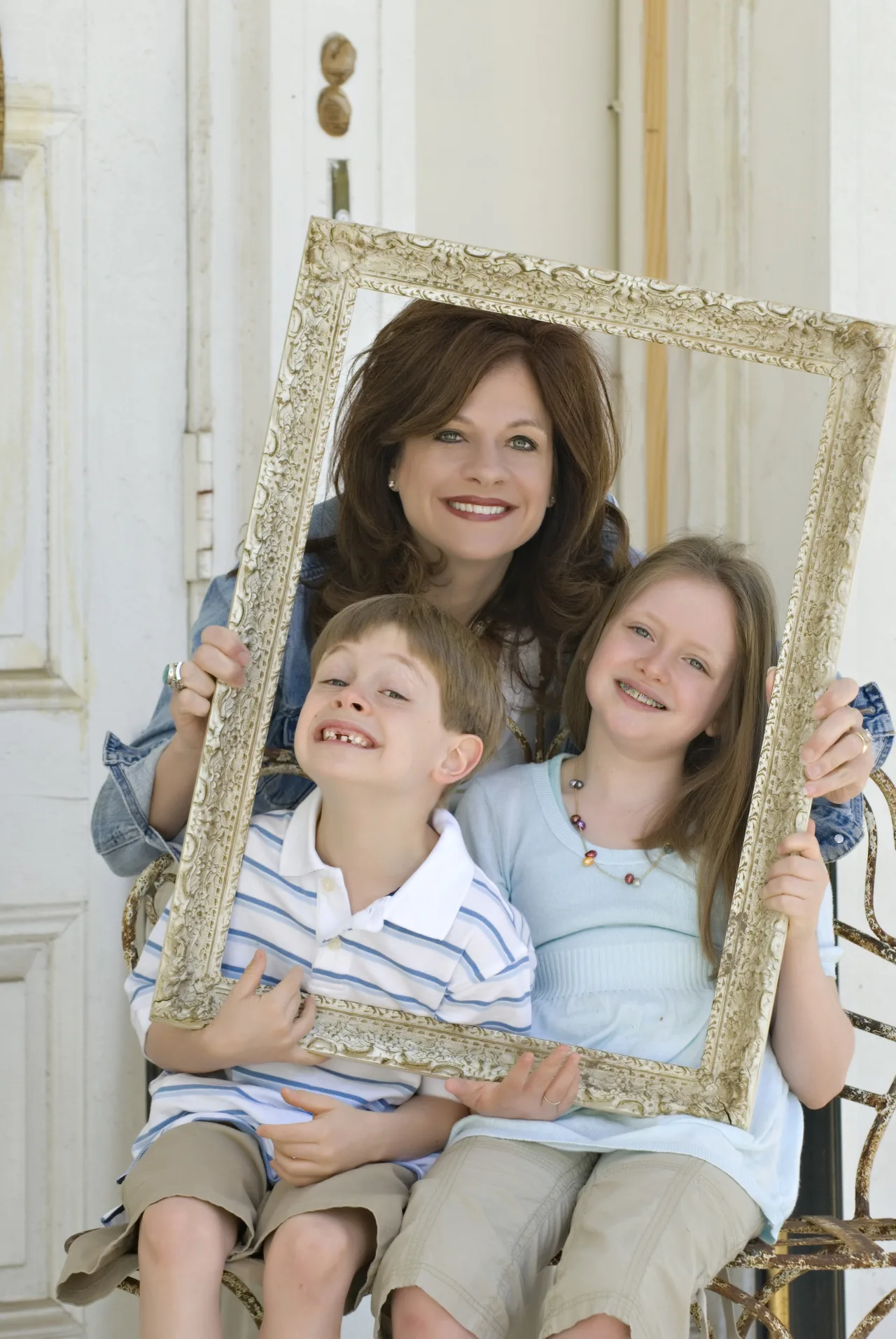 A family portrait in a custom ornate frame