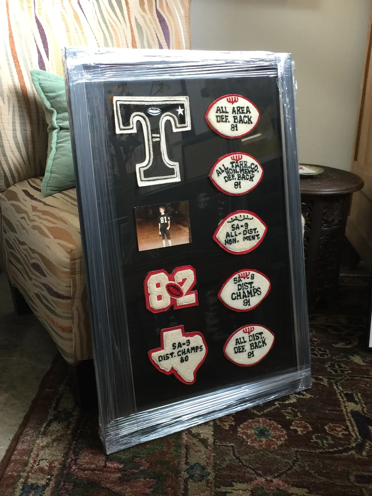 A dimensional sports keepsake shadow box